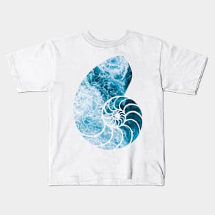 Ocean Waves on Shell Kids T-Shirt